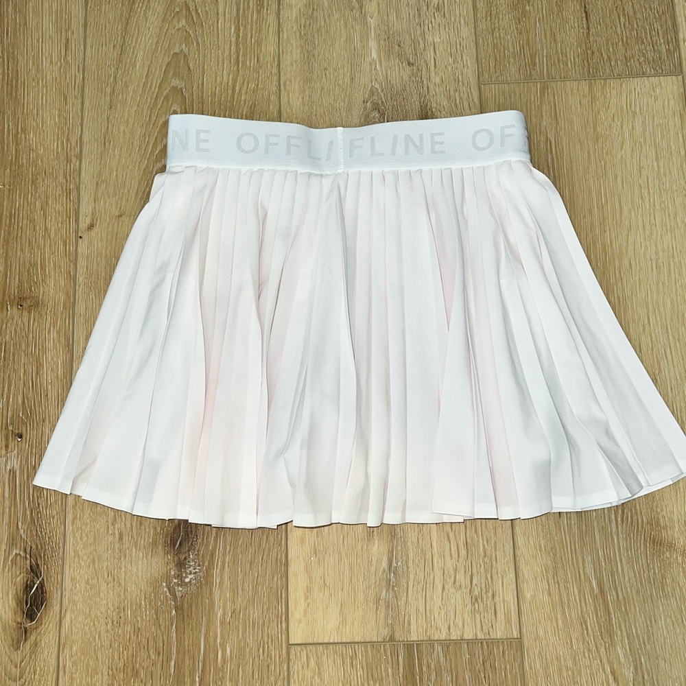 AERIE OFFLINE WHITE PLEATED TENNIS SKIRT